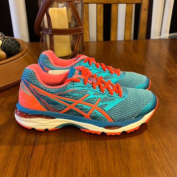 ASICS Gel Cumulus 18 shoes sneakers T6C8N 3906 running coral blue Womens Size 7 - Picture 3 of 13